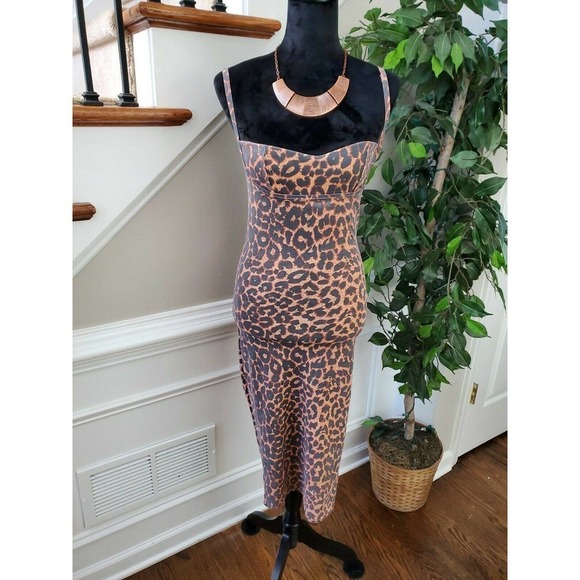 PRETTYLITTLETHING Women Multicolor Polyester SquareNeck Knee Length Dress Size 4 - Picture 1 of 10